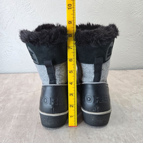 Sorel Boots Waterproof Gray Black Fur Lined Outdoor Lace Up Snow Winter Booties - Picture 4 of 13